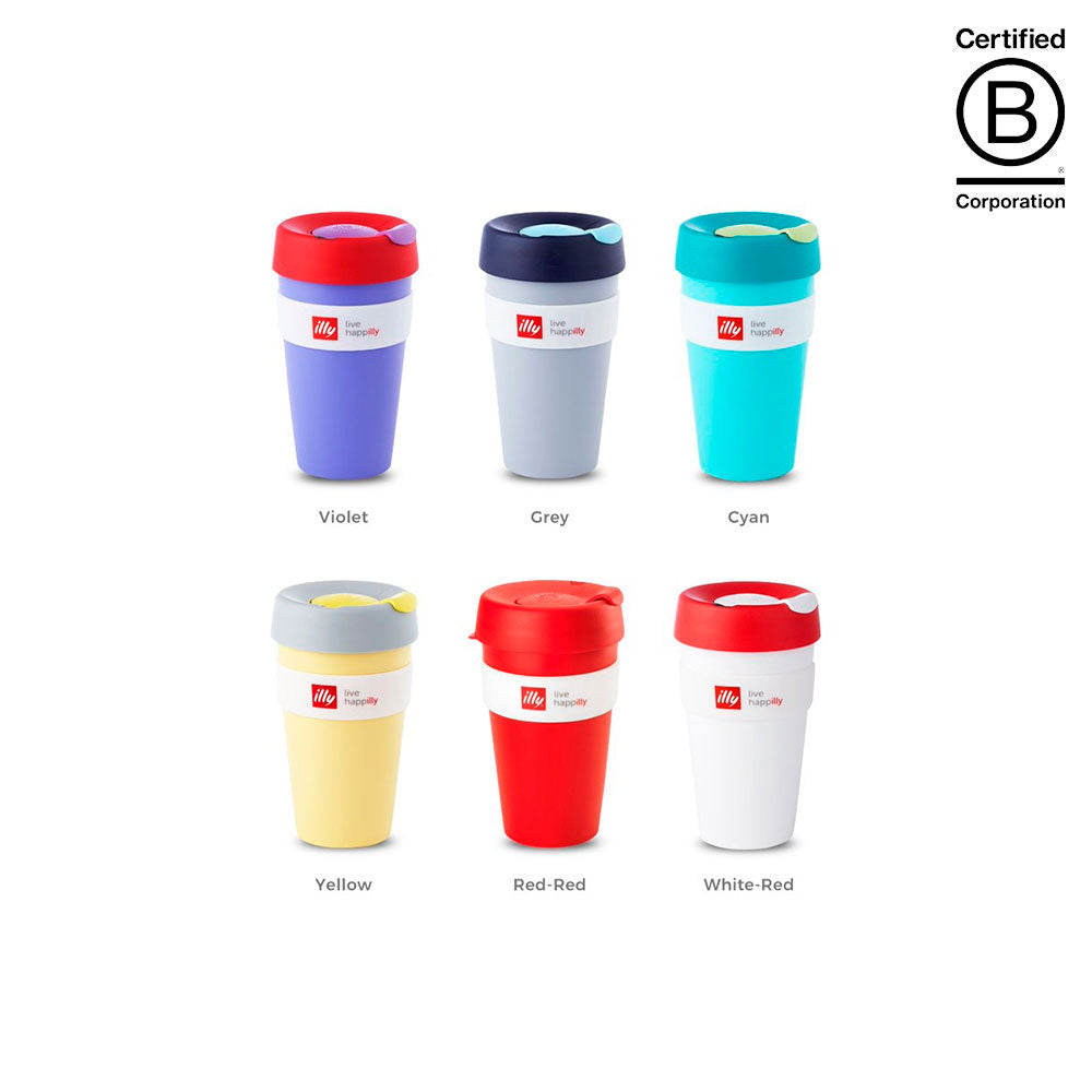 illy KeepCup Reusable Coffee Cup 16oz hvid/rødt låg