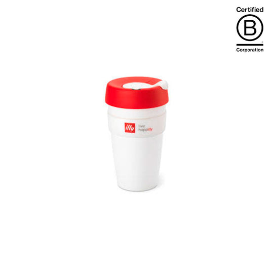 illy KeepCup Reusable Coffee Cup 16oz hvid/rødt låg