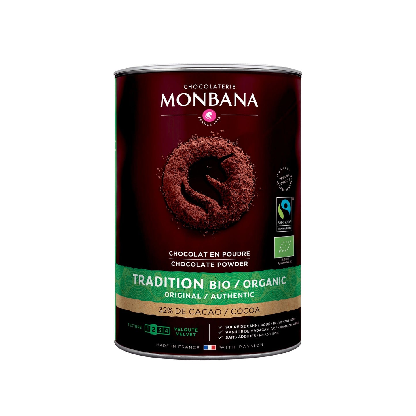 Monbana TRADITION økologisk & Faitrade chokoladepulver 1 kg.